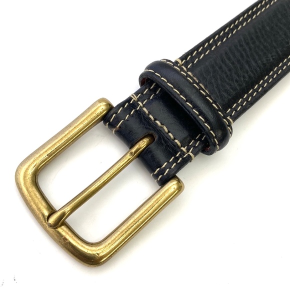 Lands End Men's Black Pebble Grain Leather Belt - Picture 3 of 14